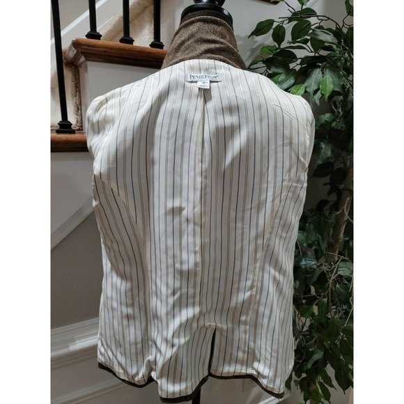 Pendleton Women's Brown Wool Single Breasted Two Buttons Fitted Blazer Size 10 - Picture 7 of 12